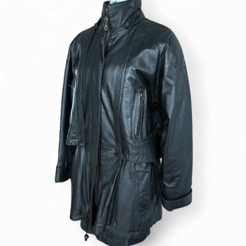Vintage Learsi Black Leather Parka – Tagged Small (Fits Women’s M/L) - Picture 5 of 14